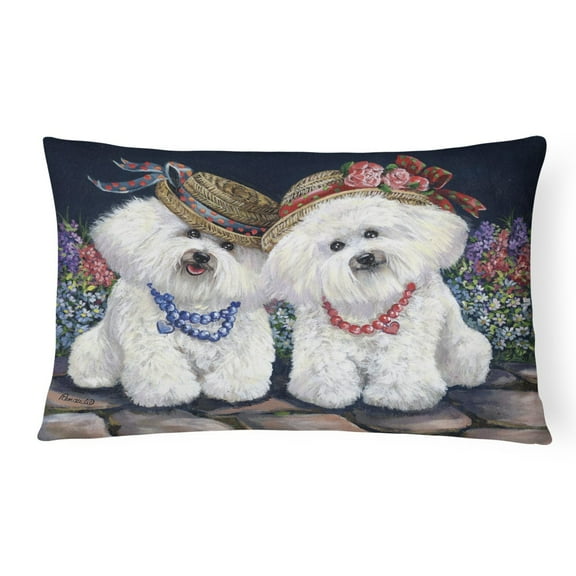 Carolines Treasures PPP3247PW1216 Bichon Frise Sisters Canvas Fabric Decorative Pillow  12H x16W multicolor