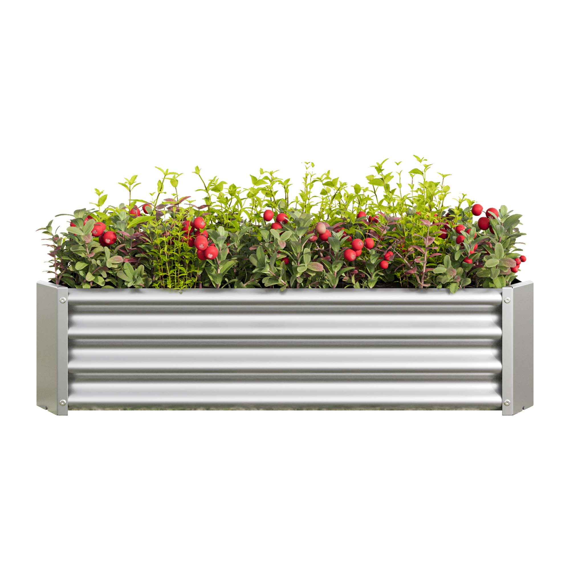 Aukfa Raised Garden Bed Kit - Garden Outdoor Planter Box for Vegetables - 4 ft x 2 ft - Silver