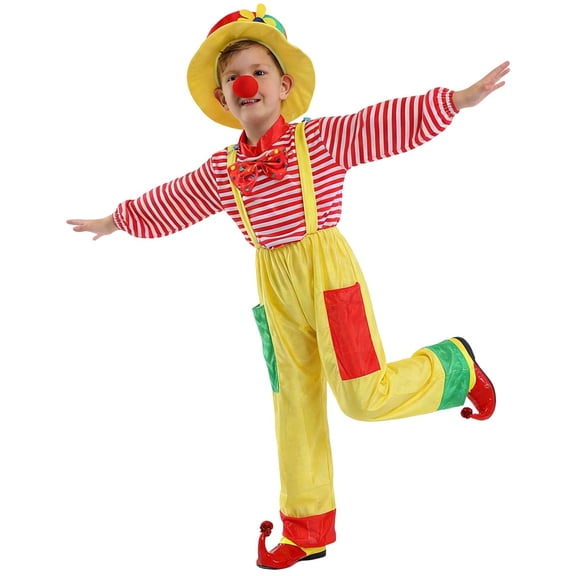 CONZONE Carnival Toddler Boys Clown Dress Up Colorful Dot Tops Pants With Hat Funny Party Stage Performance Outfits