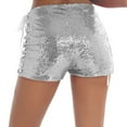 thumbnail image 6 of TRUBKH Women's Sequin High Waist Strappy Shorts Hollow Shorts Thigh Control Shorts with Lace Up Denim Shorts Trendy Lounge Shorts Dance Shorts Flowy Shorts Women's Summer Shorts Silver M, 6 of 6
