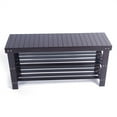 thumbnail image 4 of 90cm Strip Pattern 3 Tiers Bamboo Stool Shoe Rack Coffee, 4 of 13