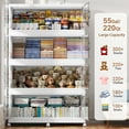 thumbnail image 3 of 275Gal Plastic Stackable Storage Bins with Lid, 1100QT Extra Large Closet Organizers Collapsible Cabinets Boxes With Drawers, Foldable Containers with 6x Wheels for Home Kitchen, V60 5Pack White, 3 of 7