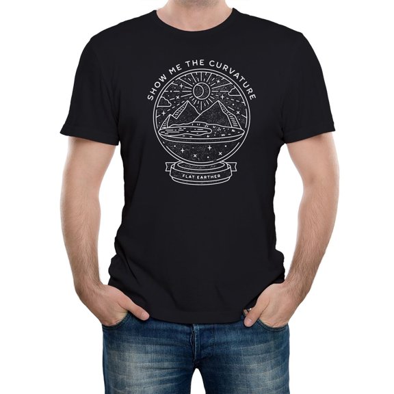 Reality Glitch Flat Earth Snow Globe T-Shirt – Show Me The Curvature Tee for Men