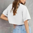 thumbnail image 5 of Shirts for Women under $10 Short Sleeved Casual Solid Color Crop Round-Neck Blouses for Women 2025 Trendy T Shirts Summer Clothes White S, 5 of 6