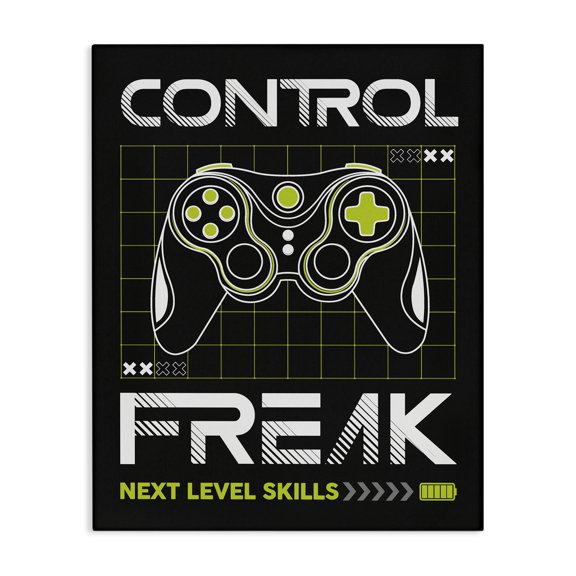 Stupell Industries Contemporary Control Freak Video Game Phrase Canvas Art, 24 x 30, by Angela Nickeas