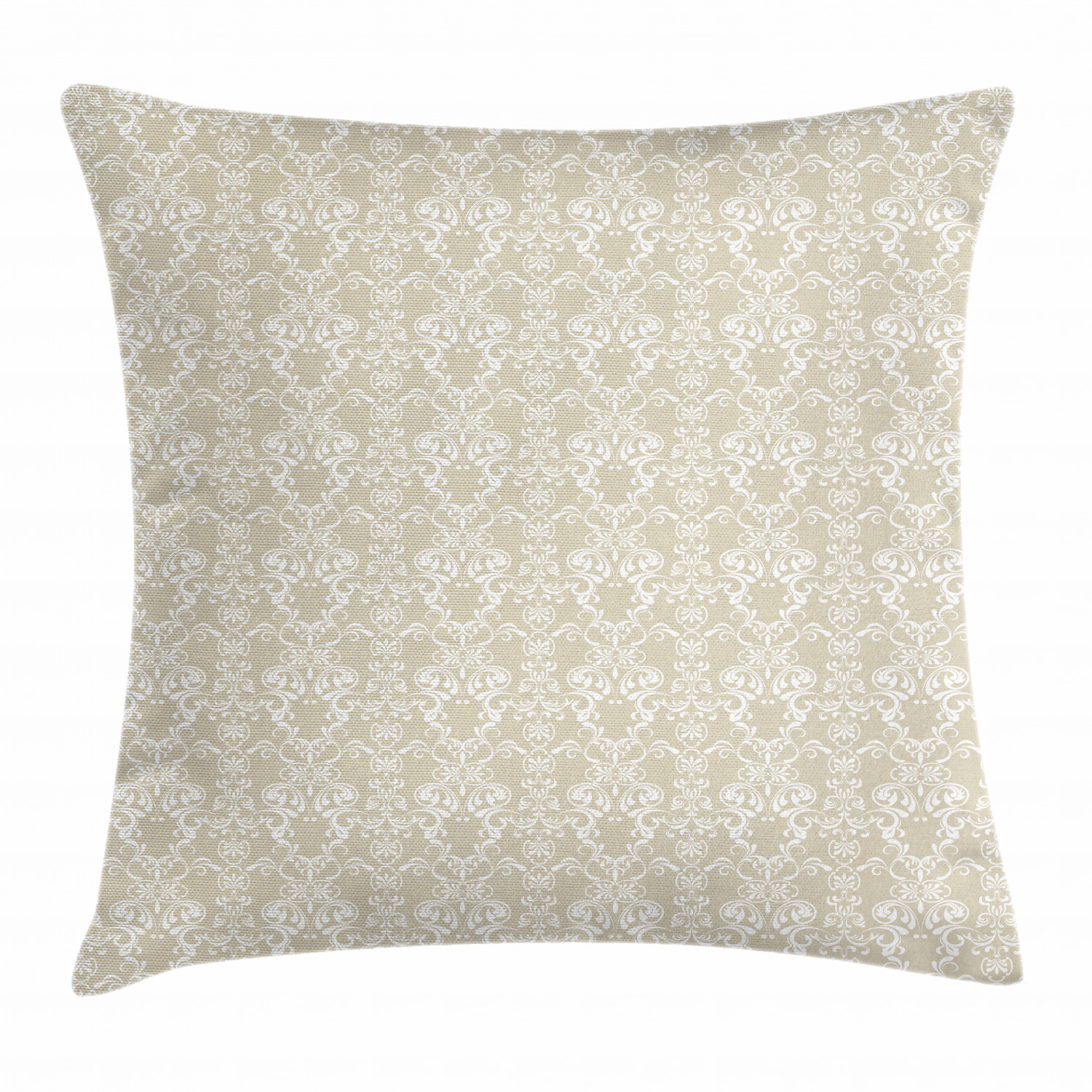 Beige Throw Pillow Cushion Cover, Lace Inspired Floral Arrangement
