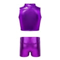 thumbnail image 2 of Kaerm Kids Hip Hop Dance Outfit Girls Sparkly Tank Sleeveless Crop Top and Gymnastics Shorts Ballet Purple 14, 2 of 5
