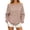 Khaki, variant on Women's Casual Off Shoulder Hoodie Long Sleeve Loose Fit Solid Color Pullover Top with Kangaroo Pocket Ribbed Cuffs for Fall Winter Daily Wear