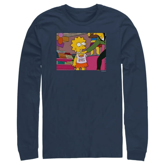 Men's The Simpsons Sassy Lisa Scene Long Sleeve Shirt Navy Blue Medium