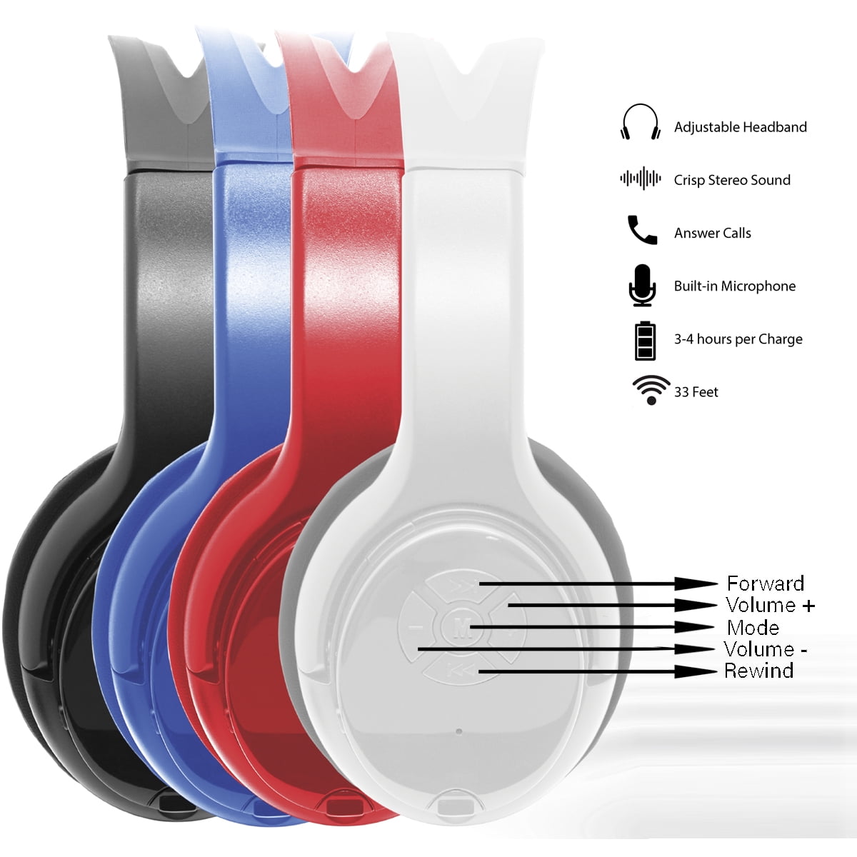 Bluetooth Wireless Headphones With Comfort Pads - Black