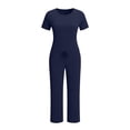 thumbnail image 4 of Aofany Summer 2 Piece Outfit Set for Women Ruched Short Sleeve Tops and Wide Leg Pants with Pockets Casual Tracksuit Sets Ladies Loungewear, 4 of 4