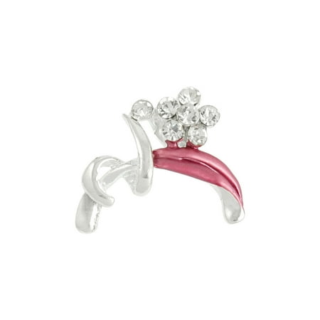Tone Rhinestone Pin Unique Bargains Unique Bargains Lady Silver Tone Burgundy Floral Style Rhinestone Pin Brooch ()