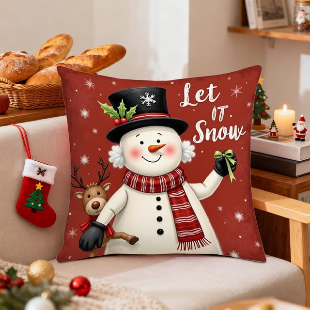 CaiYueKe Christmas Pillow Covers Holiday Decorations Festive Throw Pillowcases Sofa Couch Home Decor Seasonal Christmas Decor Living Room Bedroom Decorations 18x18 inch