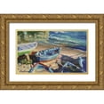 thumbnail image 1 of Strube, Ling 32x21 Gold Ornate Wood Framed with Double Matting Museum Art Print Titled - Blue Boat, 1 of 4