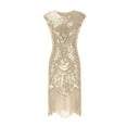 thumbnail image 4 of Edvintorg Sequin Dress Elegant Women's Summer Round Neck Sleeveless Sequin Ball Tassel Dress Party Banquet Dance Dress Mini Dress, 4 of 6