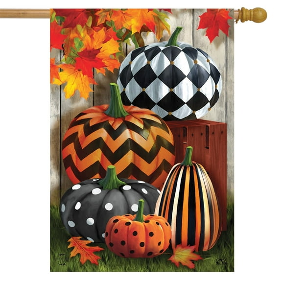 Briarwood Lane Patterned Pumpkins Autumn House Flag