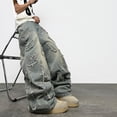 thumbnail image 5 of Mrmall Mens Baggy Wide Leg Jeans Hip Hop Y2K Denim Jeans Streetwear, 5 of 6
