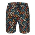 thumbnail image 4 of Yiaed Retro Tape Print Men's Swim Trunks with Lining Quick Dry Sports Shorts Beach Shorts Boardshorts-Small, 4 of 5