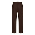 thumbnail image 3 of Besolor Cotton Linen Pants for Men Elastic Waist Drawstring Straight Leg Pants Casual Loose Lounge Trousers with Pockets, 3 of 6