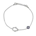 thumbnail image 1 of 925 Sterling Silver Hamsa Hand & Evil Eye Delicate Bracelet, 1 of 1