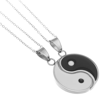 DESIGNICE 2026 New 2Pcs Yin and Yang Pendant Friendship Necklaces Fusion of Tai Chi and Bagua Couples Necklace Classical Ethnic Style Necklaces for Boyfriend and Girlfriend White