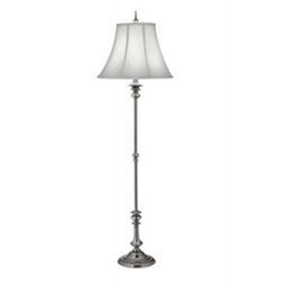 Stiffel FL-1320-K9079-AN 65 in. Antique Nickel Floor Lamp with Off White Silk Shantung Shade
