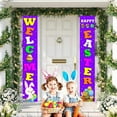 thumbnail image 2 of Happy Easter Bunny Porch Banner Sign 2 Pieces, Cute Bunny and Eggs Door Banner for Spring Porch Wall Front Door Decor, Outside Yard Garden Party Supplies 70.87x11. Inch, 2 of 6