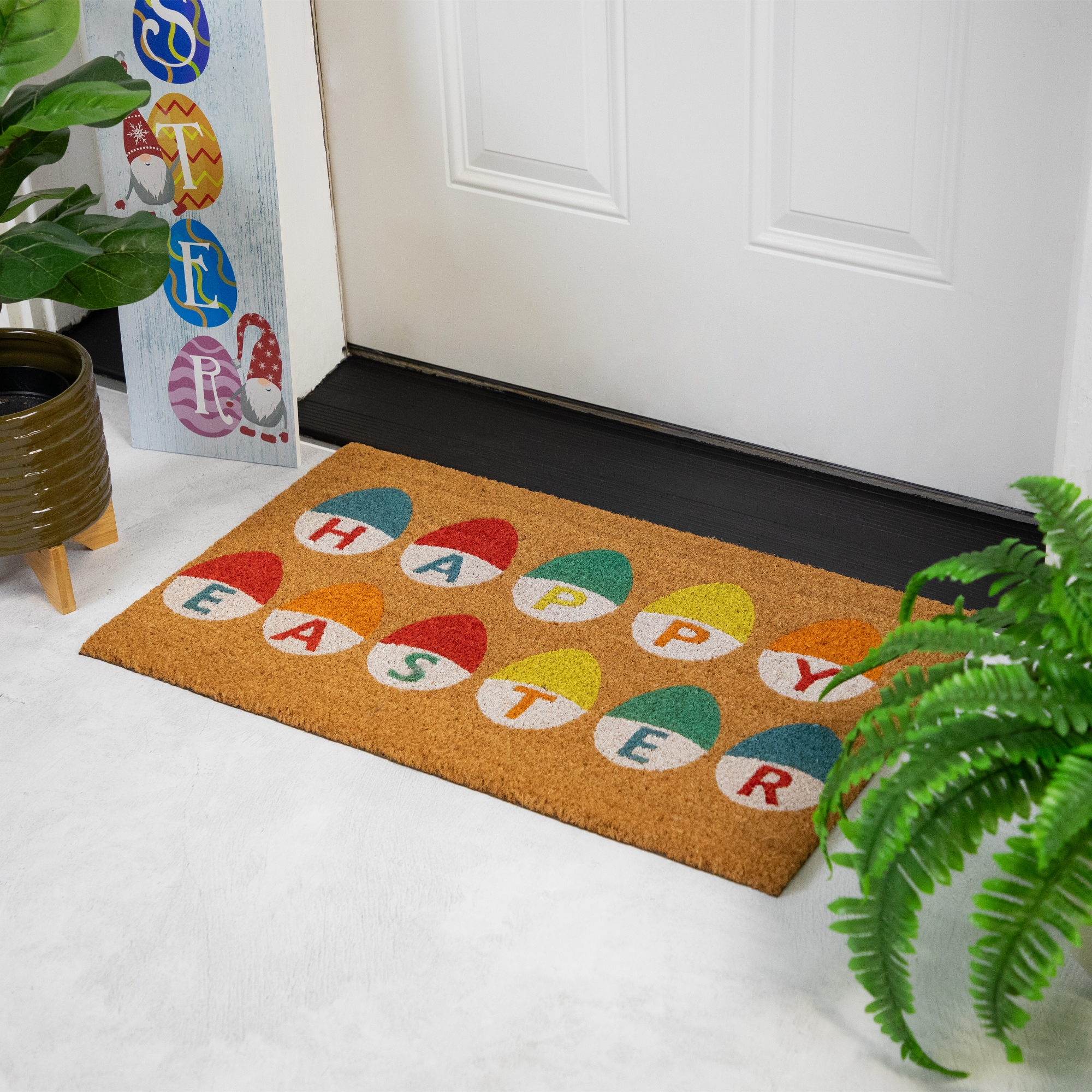 Northlight Natural Coir Happy Easter Egg Outdoor Doormat 18" x 30"