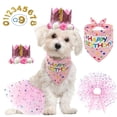 thumbnail image 2 of erfcxs Pet Birthday Party Accessories Saree Scarf Pink Set Female Dog Cute Party Dress Up Supplies, 2 of 4