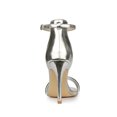 thumbnail image 2 of BLISSFUL STEP Women's Round Toe Buckle Ankle Strap High Stiletto Heel Sandals Gunmetal Silver 7, 2 of 6