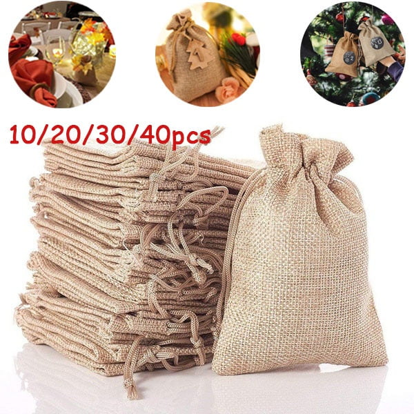 small linen drawstring bolsas