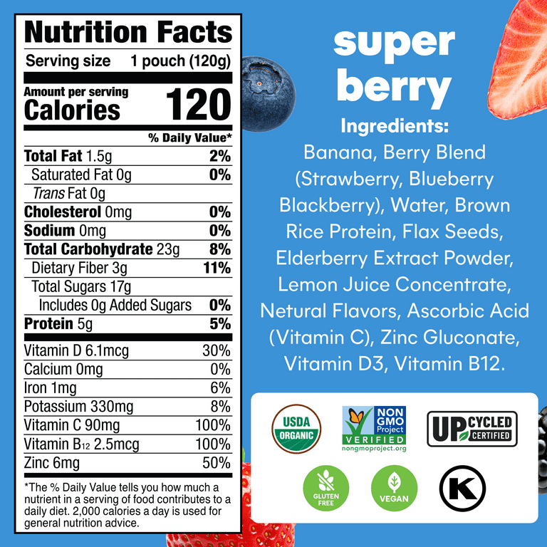 Noka Organic Super Berry Superfood Smoothie Pouches with Noka Organic Super Berry Superfood Smoothie Pouches with