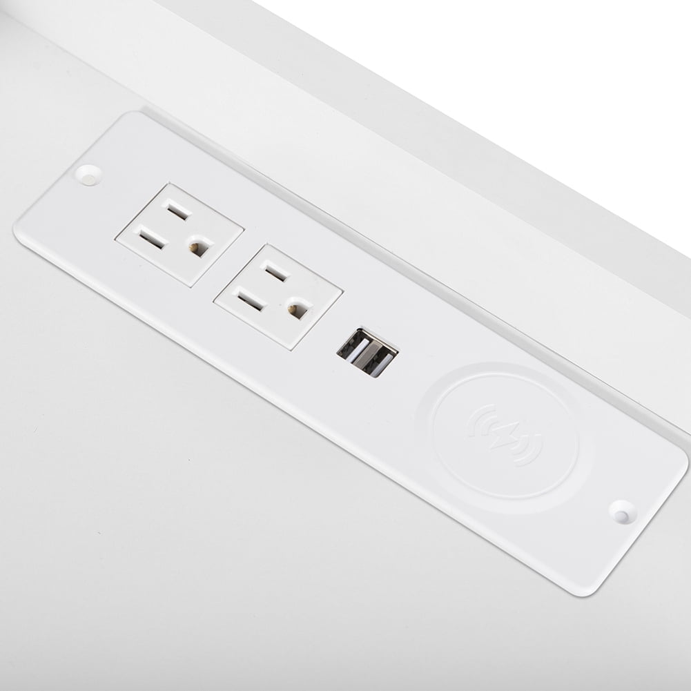 Kadyn LED Nightstand, Bedside Table with 2 Drawers and USB Charging Ports, Night Table with Wireless Charging and Remote Control LED Light, White Kadyn LED Nightstand, Bedside Table with 2 Drawers and USB Charging Ports, Night Table with Wireless Charging and Remote Control LED Light, White