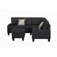 thumbnail image 3 of Modern Black Upholstered 6-Piece Sectional with Polyester Fabric (220×80×75cm), 3 of 12