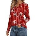 thumbnail image 7 of Womens Christmas T Shirts Funny Long Sleeve V Neck Shirt with Buttons Christmas Snowflake Print Holiday Party Top Blouse Tees My Items, 7 of 7