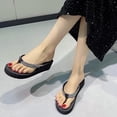 thumbnail image 5 of hlysgo Women's Sparkly Rhinestone Platform Flip Flops Thong Sandals Flower Slip on Wedge Sandals Black 6.5, 5 of 6