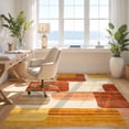thumbnail image 3 of Design&I 6'x9' Ultra Soft Area Rug, Burnt Orange Terracotta Mid Century Abstract Geometric Midcentury Brushstroke Design Fluffy Washable Non Shedding for Guest Room Bedroom Living Room, 3 of 7
