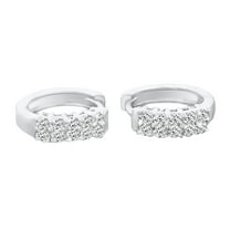 AFFY (0.66cttw) Round Cut White Natural Diamond Hoop Earrings In 14k White Gold