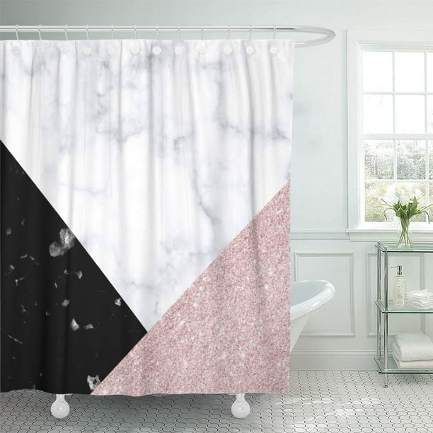 Minimalist Shower Curtain 66x72 Inch, Pink Geometric Shower Curtain