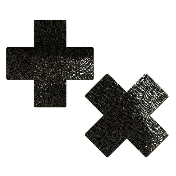 Plus X: Liquid Black Cross Nipple Pasties by Pastease®