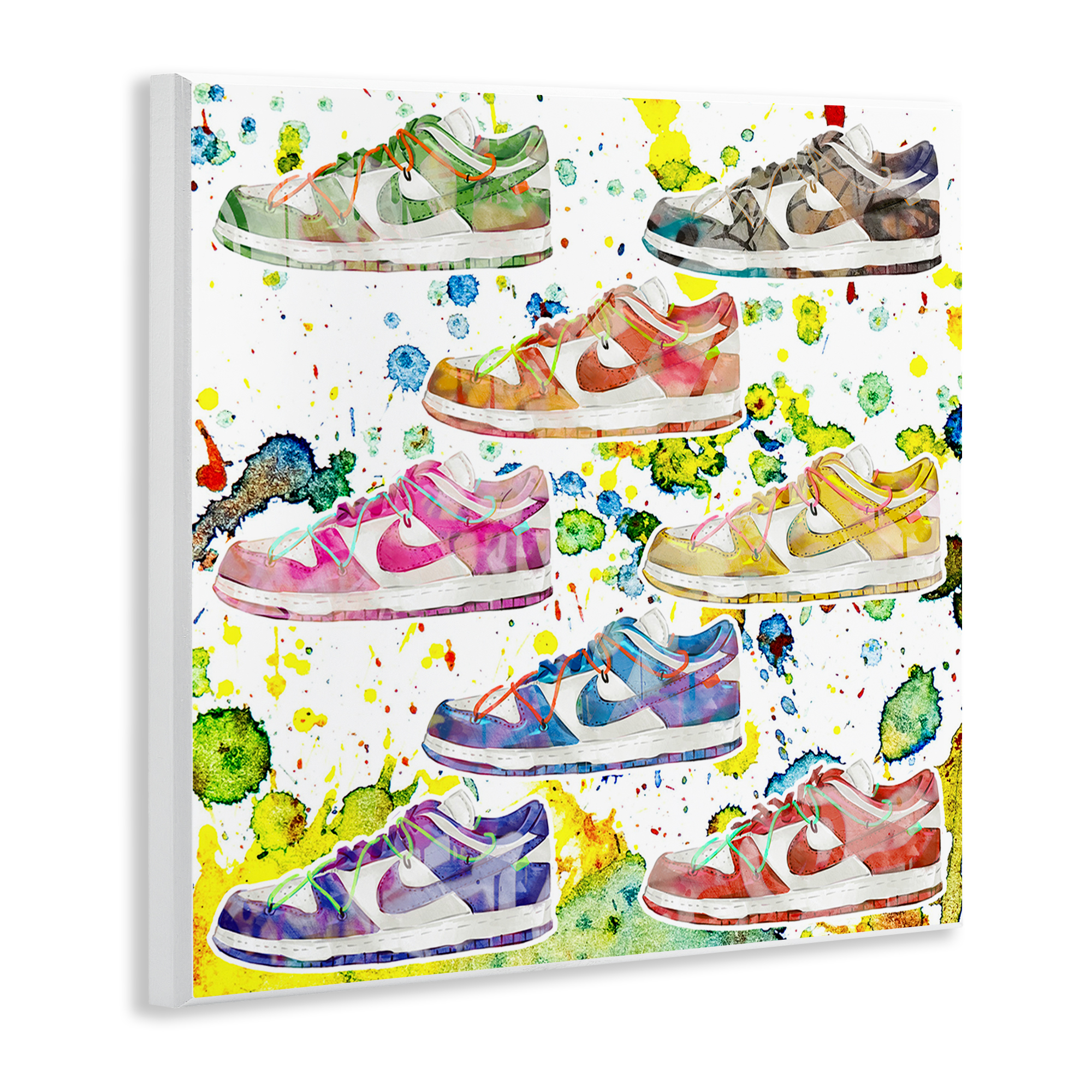 Stupell Industries Paint Splatter Sneakers Beauty & Fashion Painting Unframed Art Print Wall Art, 12 x 12