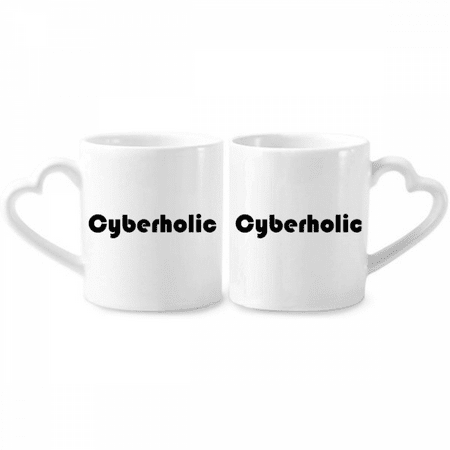 

Stylish Word Cyberholic Couple Porcelain Mug Set Cerac Lover Cup Heart Handle