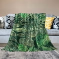 thumbnail image 2 of Shiartex  Green Leaf Throw Blanket, Exotic Pattern with Tropical Leaves Fresh Jungle Aloha Hawaii, Flannel Accent Piece Soft Couch Cover for Adults 40x50in, 2 of 6