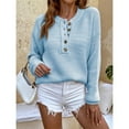 thumbnail image 5 of Fesfesfes Women Sweaters Casual V-Neck Buttons Solid Color Long Sleeve Tops Blouse or, 5 of 6