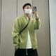 thumbnail image 2 of Cárdigan de punto para hombre, abrigos casuales, estilo coreano, suéter de manga larga para hombre, corte holgado, jerséis estéticos de diseñador, prendas de punto, 2 of 5