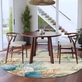 thumbnail image 3 of Beige Beach Coastal Round Area Rug 5Ft Washable Circle Rugs for Living Room Bedroom, Summer Nautical Coral Shell Botanical Vintage Non-Slip Carpet Floor Mats Indoor Outdoor Carpet Runner Home Decor, 3 of 8