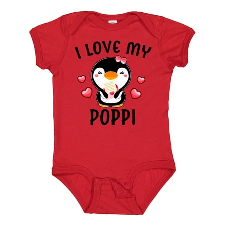 

Inktastic I Love My Poppi with Cute Penguin and Hearts Gift Baby Girl Bodysuit