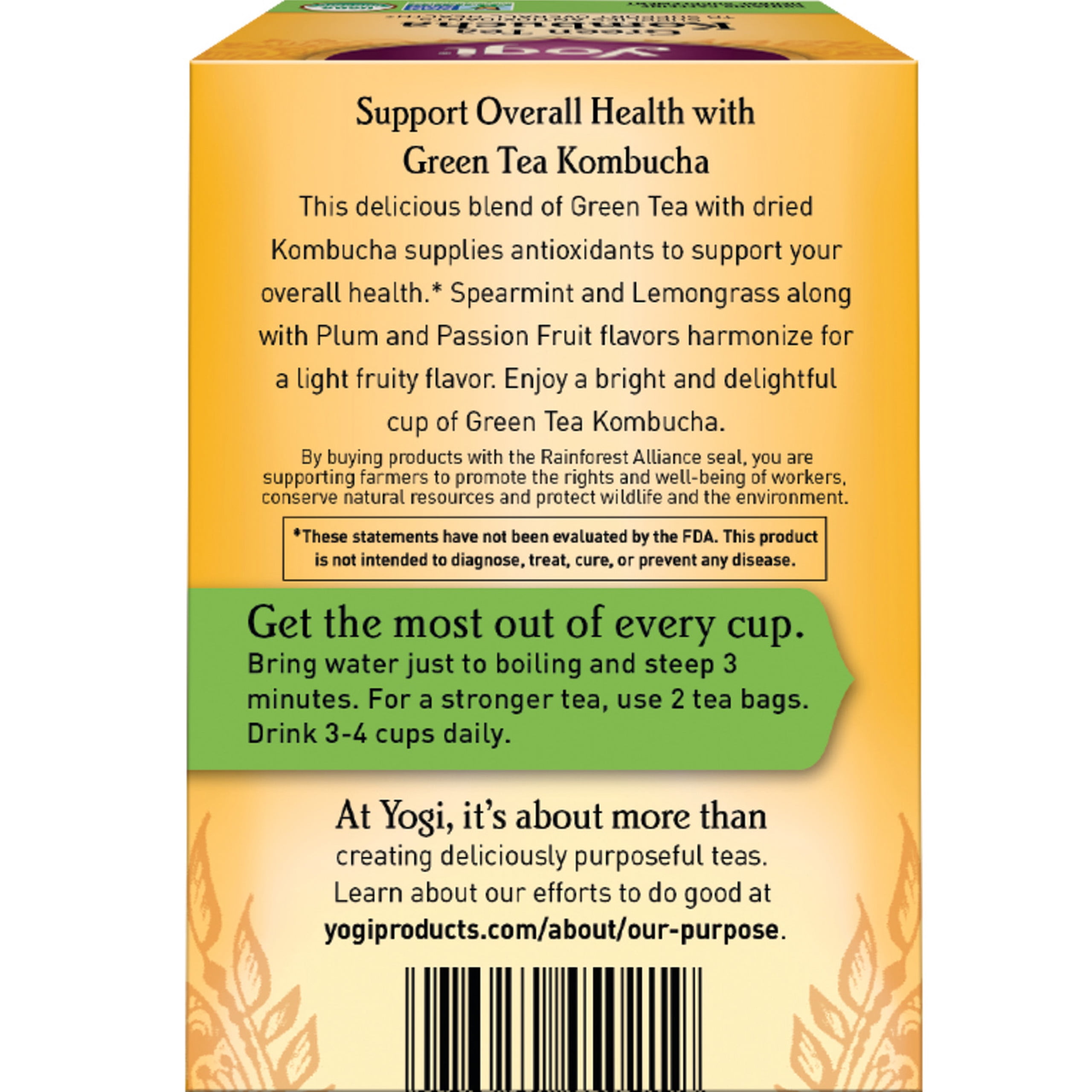 4 pack) Yogi Tea, Green Tea Kombucha Tea, Tea Bags, 16 Ct