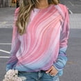 thumbnail image 2 of Colorful Marble Pattern Women's Floral Printed Sweatshirt Long Sleeve Crewneck Casual Loose Vintage Graphic Pullover Tops, 2 of 7