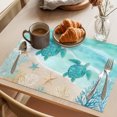thumbnail image 3 of Turquoise Turtle Coastal Placemats Set of 4 Waves Seaside Summer Beach Ocean Place Mats Indoor Wipeable Table Mats Washable Dining Table Placemats for Kitchen Holiday Party Home Decor 13x19 Inch, 3 of 9